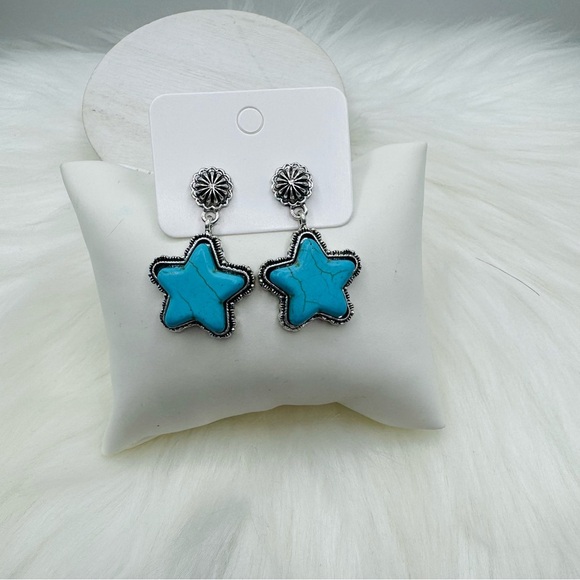 Turquoise Star Earrings - Picture 1 of 3